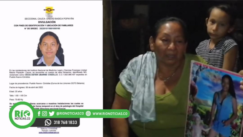 Photo of Familia de mujer cordobesa asesinada en Popayán pide ayuda para trasladar su cuerpo